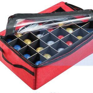 BRAND NEW-Ornament Storage Box - Zippered Lid Organizer w/48 Compartments